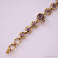 Ton d'or Anker Dames vintage montre avec des pierres violettes | Montres allemandes