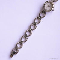 Dainty Vintage Elgin reloj para mujeres | Óvalo de tono plateado elegante reloj