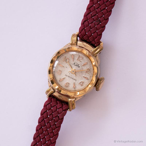 Winziger französischer Gold-Ton-Vintage Uhr | Art-Deco 15 Rubis Damen Uhr