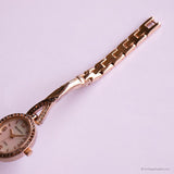 Vintage Rose-Gold Oval Armitron Watch for Women with Brown Gemstones