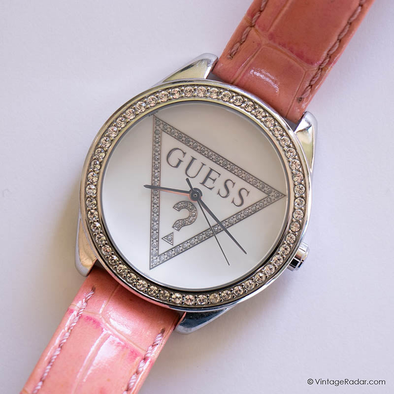 Vintage Retro Style Guess Watch VINTAGE! GUESS Watch Vintage Round Gold Bezel Leather Band  main image 3