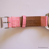 Vintage Silver-tone Guess Triangle Ladies Watch Pink Strap & Gemstones