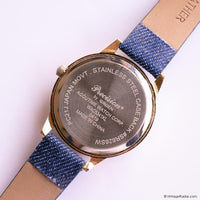 Vintage Gold-tone Vivani Ladies Watch with Blue Dial & Denim Style Strap