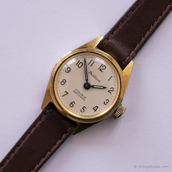 Anticichoc vintage Pratina Mecánico reloj | Damas de tono de oro reloj