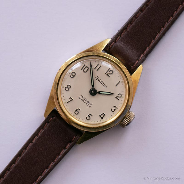 Vintage Antichoc Pratina Mechanisch Uhr Goldton-Damen Uhr