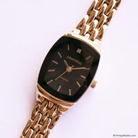 Vintage Armitron Diamond Black Dial Watch with Gold-tone Bracelet