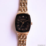 Vintage Armitron Diamond Black Dial Watch with Gold-tone Bracelet