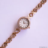 Vintage Gold-tone Armitron Dress Watch for Women with White Gemstones