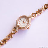 Vintage Gold-tone Armitron Dress Watch for Women with White Gemstones