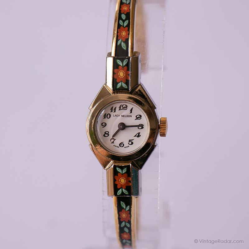 Lady Nelson Swiss made Ladies Watch Vintage Floral Gold tone Watch Vintage Radar