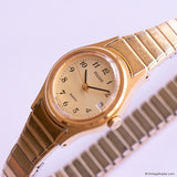 Vintage Gold-tone Pulsar Quartz Watch for Women | Classic Date Watch