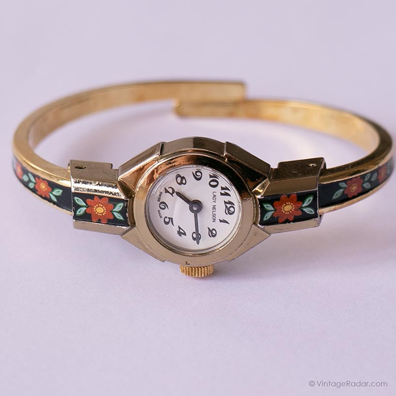 Lady Nelson Swissmade Ladies Watch Vintage Floral Goldtone Watch Vintage Radar