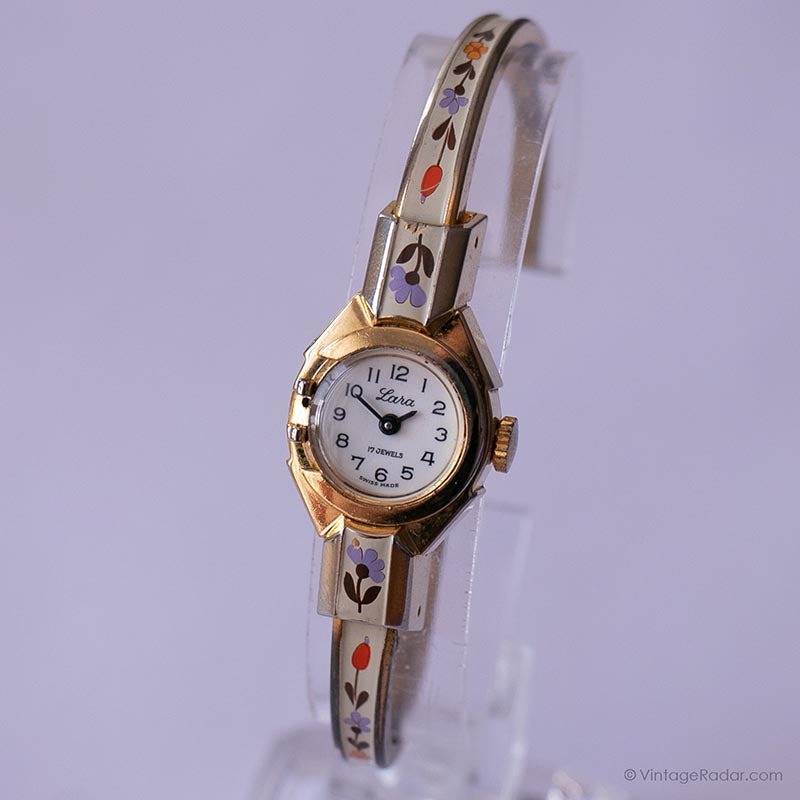 Swiss-Made Lara Mechanical Watch with Floral Details Vintage