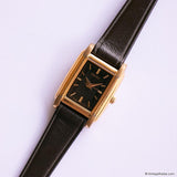 Vintage Black-Dial Rectangular Seiko Watch for Women V401-5650 R1