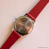 Vintage Silver-tone Minimalist Lorus Watch for Ladies with Red Strap - Vintage Radar