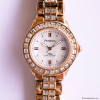 Vintage Gold-tone Armitron Dress Watch for Ladies with White Stones