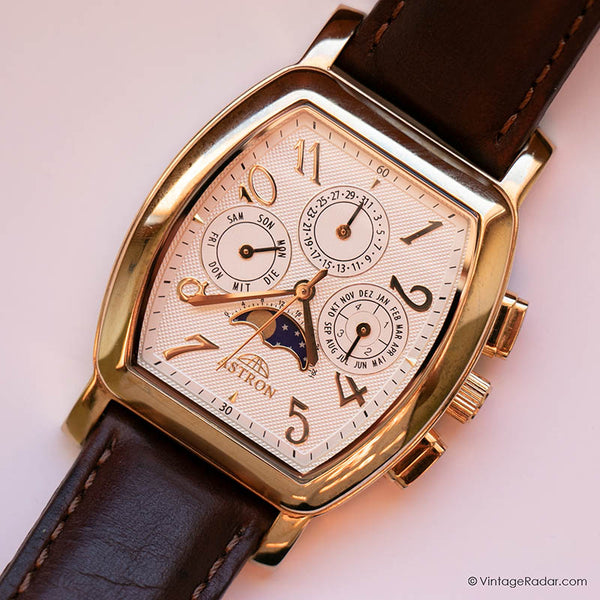 Fase lunar Astron de segunda mano reloj para hombres con estuche Tonneau