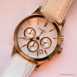 Vintage 38-mm Rose-Gold DKNY Chronograph Watch for Her with White Strap - Vintage Radar