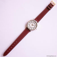 Vintage Embassy Quartz Watch for Ladies with Burgundy Brown Strap