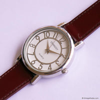 Vintage Embassy Quartz Watch for Ladies with Burgundy Brown Strap