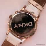 Vintage 38-mm Rose-Gold DKNY Chronograph Watch for Her with White Strap - Vintage Radar