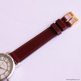 Vintage Embassy Quartz Watch for Ladies with Burgundy Brown Strap