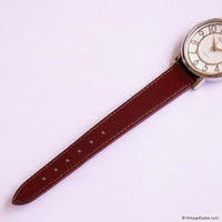 Vintage Embassy Quartz Watch for Ladies with Burgundy Brown Strap