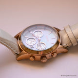 Vintage 38-mm Rose-Gold DKNY Chronograph Watch for Her with White Strap - Vintage Radar