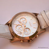 Vintage 38-mm Rose-Gold DKNY Chronograph Watch for Her with White Strap - Vintage Radar