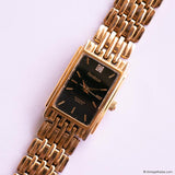 Vintage Black-Dial Rectangular Armitron Watch | Gold-tone Tank Watch