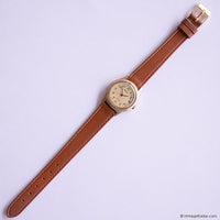 Vintage Gold-tone Pulsar Ladies' Watch | Tiny Quartz Watch Brown Strap