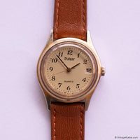 Vintage Gold-tone Pulsar Ladies' Watch | Tiny Quartz Watch Brown Strap