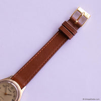 Vintage Gold-tone Pulsar Ladies' Watch | Tiny Quartz Watch Brown Strap