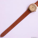 Vintage Gold-tone Pulsar Ladies' Watch | Tiny Quartz Watch Brown Strap