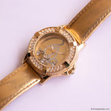 Vintage Gold-tone Baby Phat Watch with Gold-tone Strap & White Stones