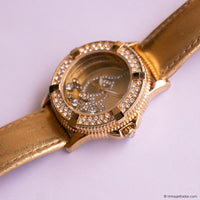 Vintage Gold-tone Baby Phat Watch with Gold-tone Strap & White Stones