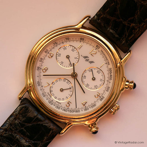 Estilo Art Déco vintage en tono dorado reloj | hecho en Suiza Chronograph reloj