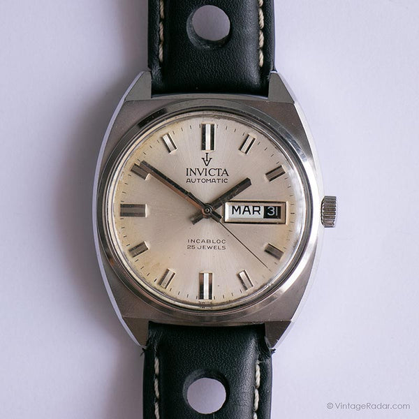Invicta 25 Juwelen automatisch Incabloc Uhr | Silberton-Vintage Uhr