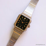 Tiny Vintage Pulsar Rectangular Watch for Ladies V230-5110 Black Dial - Vintage Radar