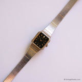 Tiny Vintage Pulsar Rectangular Watch for Ladies V230-5110 Black Dial - Vintage Radar