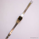 Tiny Vintage Pulsar Rectangular Watch for Ladies V230-5110 Black Dial - Vintage Radar