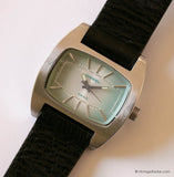 Vintage Silver-tone Diesel Watch for Men Blue Dial & Black Leather Strap - Vintage Radar