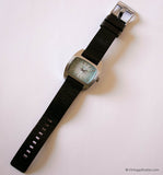 Vintage Silver-tone Diesel Watch for Men Blue Dial & Black Leather Strap - Vintage Radar