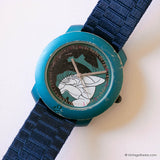 Vintage Benetton by Bulova Watch for Her Turquoise Case & Navy Strap - Vintage Radar