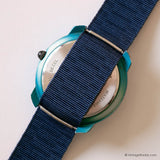 Vintage Benetton by Bulova Watch for Her Turquoise Case & Navy Strap - Vintage Radar