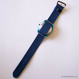 Vintage Benetton by Bulova Watch for Her Turquoise Case & Navy Strap - Vintage Radar