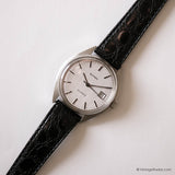 Orologio da uomo vintage al quarzo Formatic color argento con cinturino in pelle nera