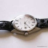 Orologio da uomo vintage al quarzo Formatic color argento con cinturino in pelle nera