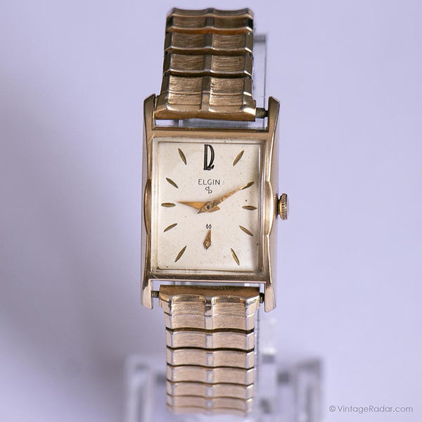 Vintage des années 1950 Elgin Plaqué or 10k montre | Art Déco montre Ancien