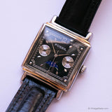 Vintage Fossil Moon Phase Tank Watch for Gents with Black Dial